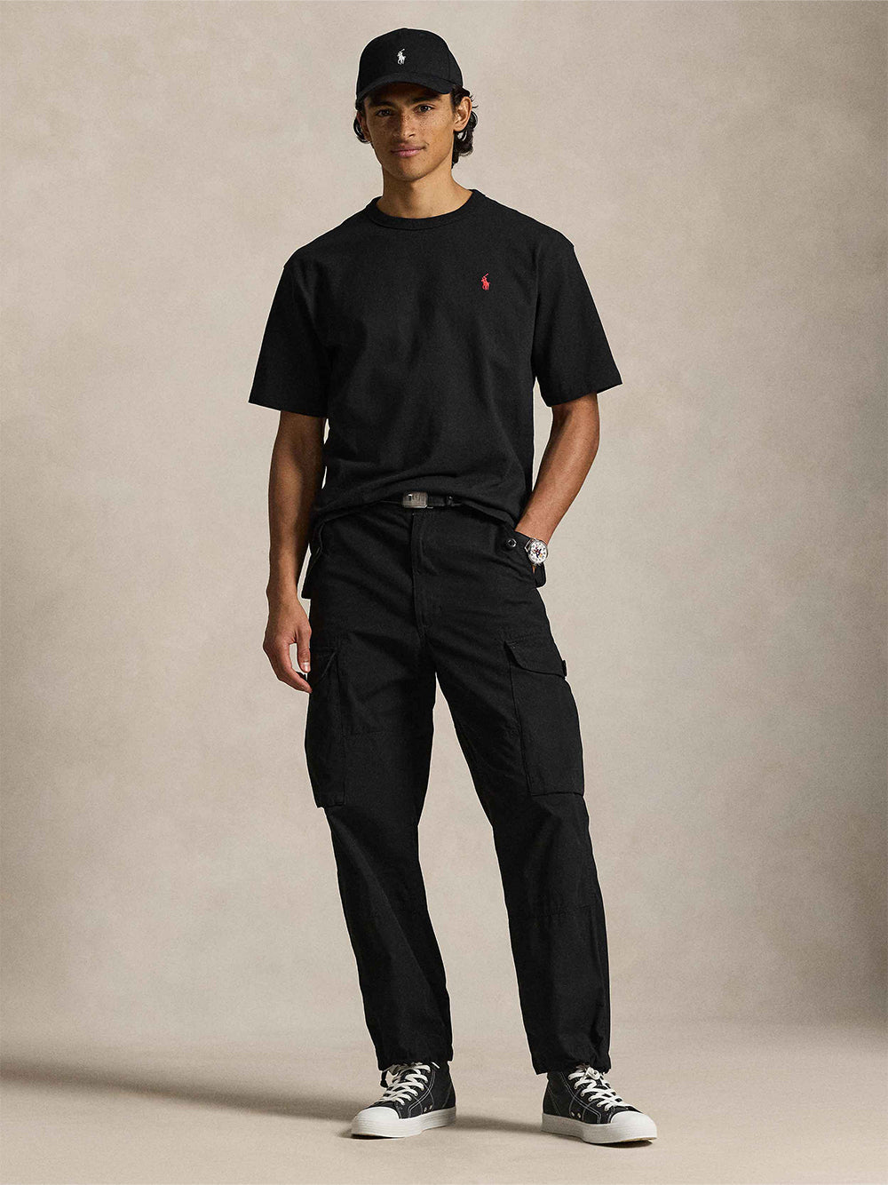 POLO RALPH LAUREN-RELAXED FIT JERSEY CREWNECK T-SHIRT-710A12979001 POLO BLACK