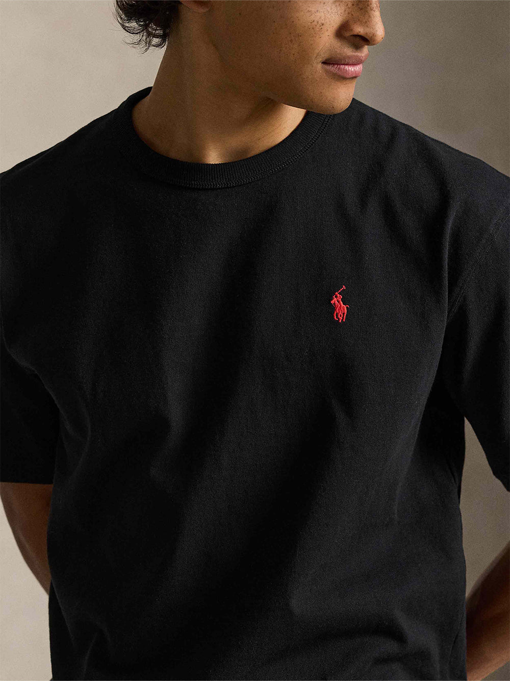 POLO RALPH LAUREN-RELAXED FIT JERSEY CREWNECK T-SHIRT-710A12979001 POLO BLACK