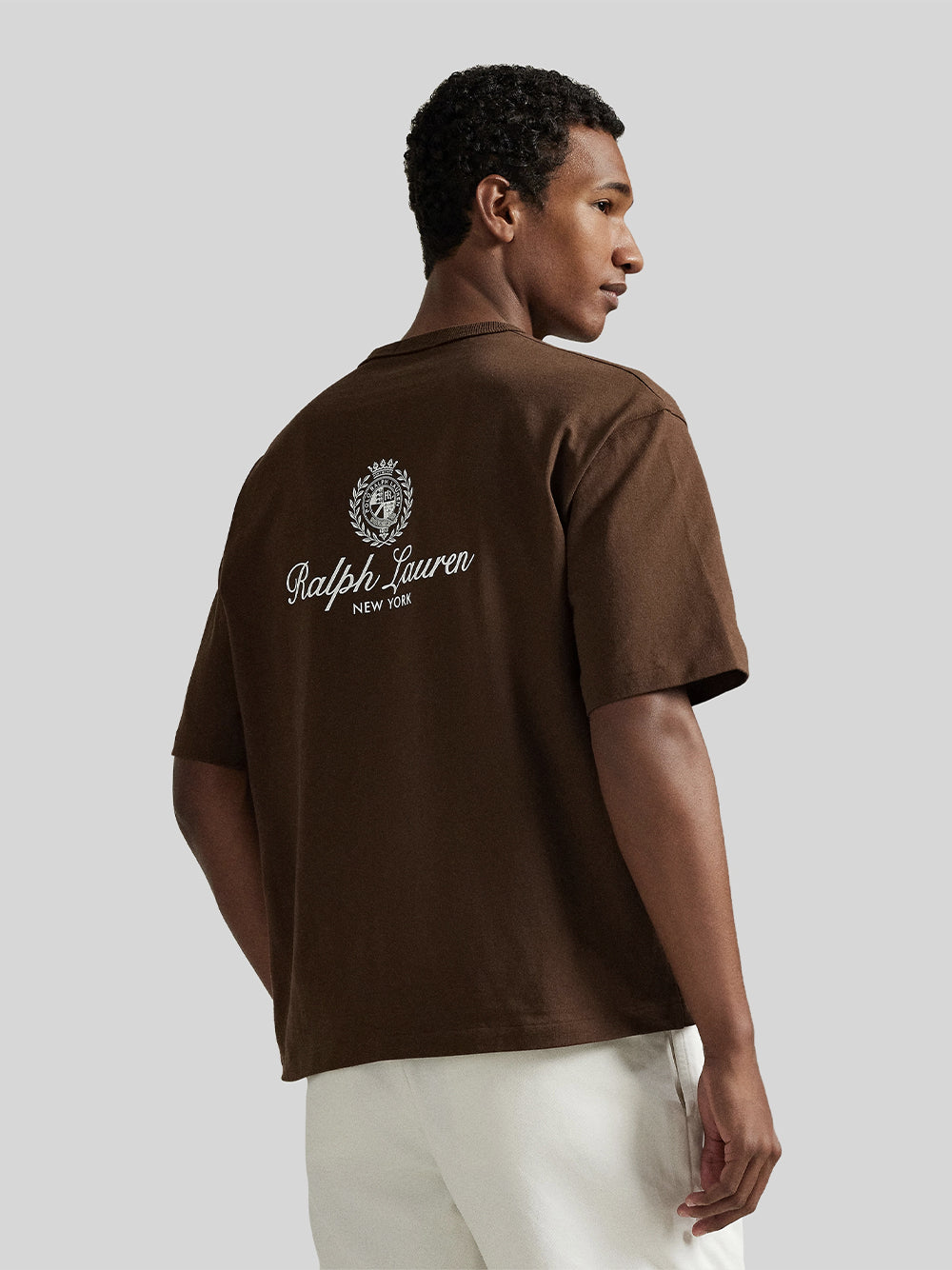 POLO RALPH LAUREN-RELAXED FIT JERSEY GRAPHIC T-SHIRT-710A13265004 BRANCH BROWN