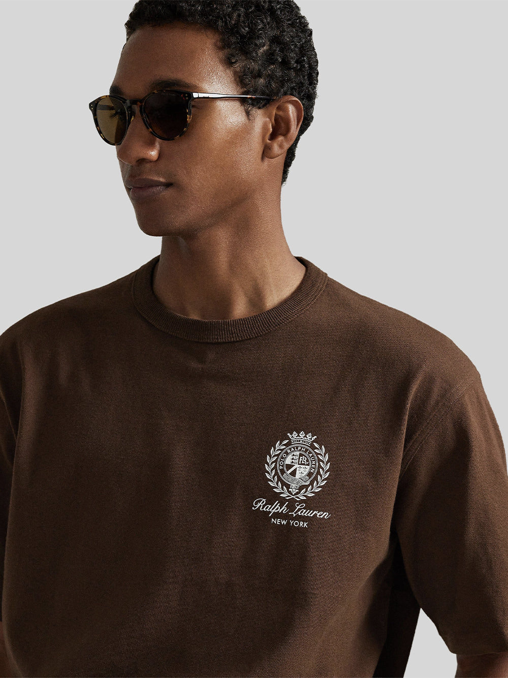 POLO RALPH LAUREN-RELAXED FIT JERSEY GRAPHIC T-SHIRT-710A13265004 BRANCH BROWN