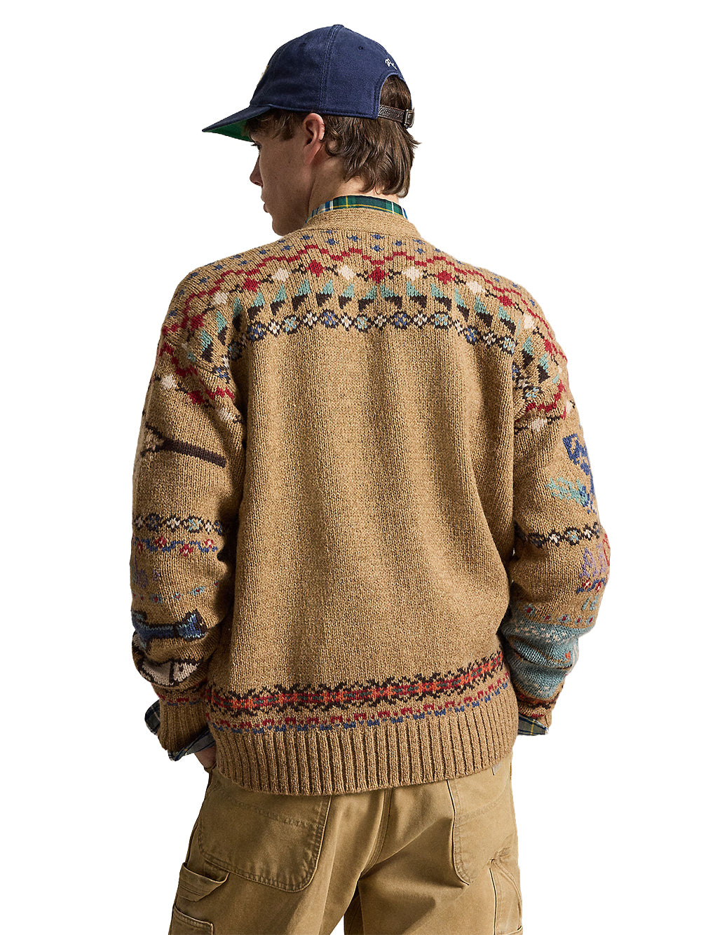POLO RALPH LAUREN-RELAXED FIT SCENIC WOOL CARDIGAN-710B23902001 TAN MULTI