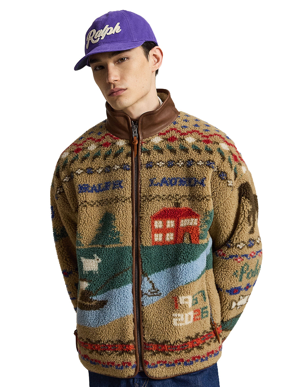 POLO RALPH LAUREN-SCENIC PILE FLEECE JACKET-710B26317001 MONTANA KHAKI