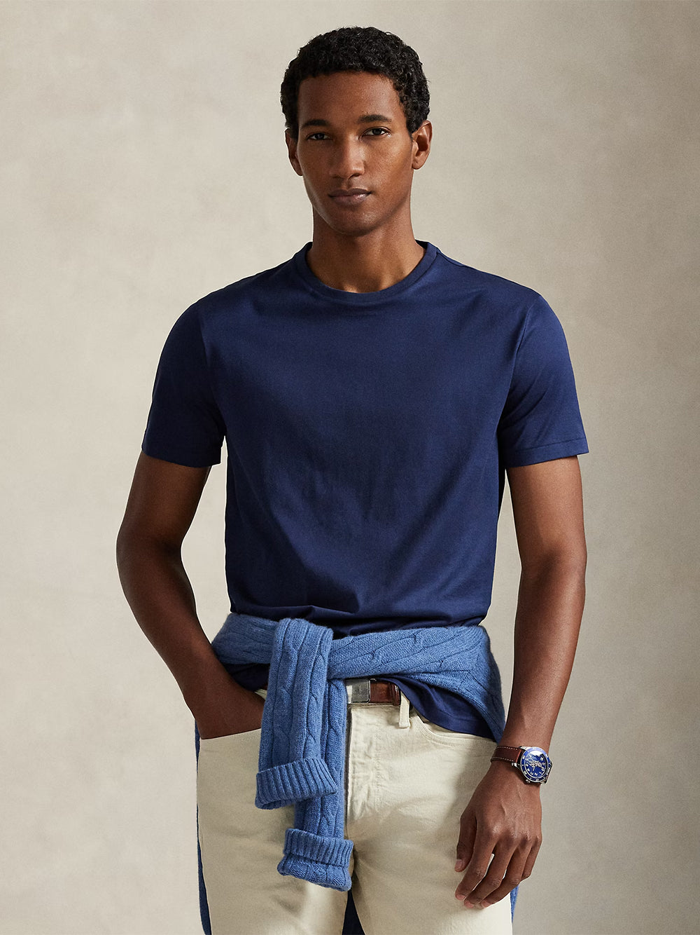 POLO RALPH LAUREN-STANDARD FIT LISLE T-SHIRT-710B13483001 NEWPORT NAVY
