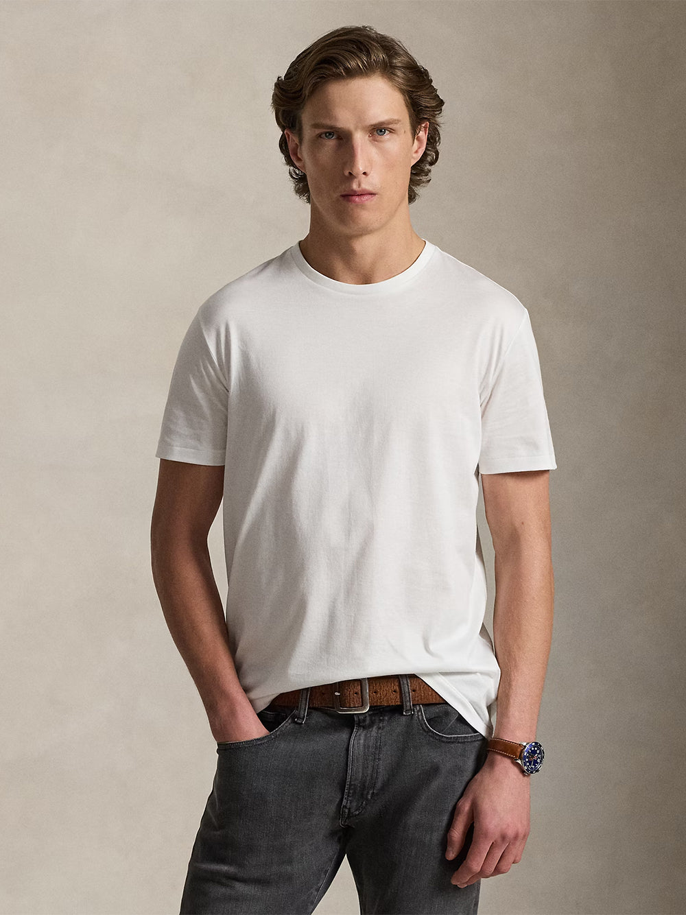 POLO RALPH LAUREN-STANDARD FIT LISLE T-SHIRT-710B13483002 WHITE