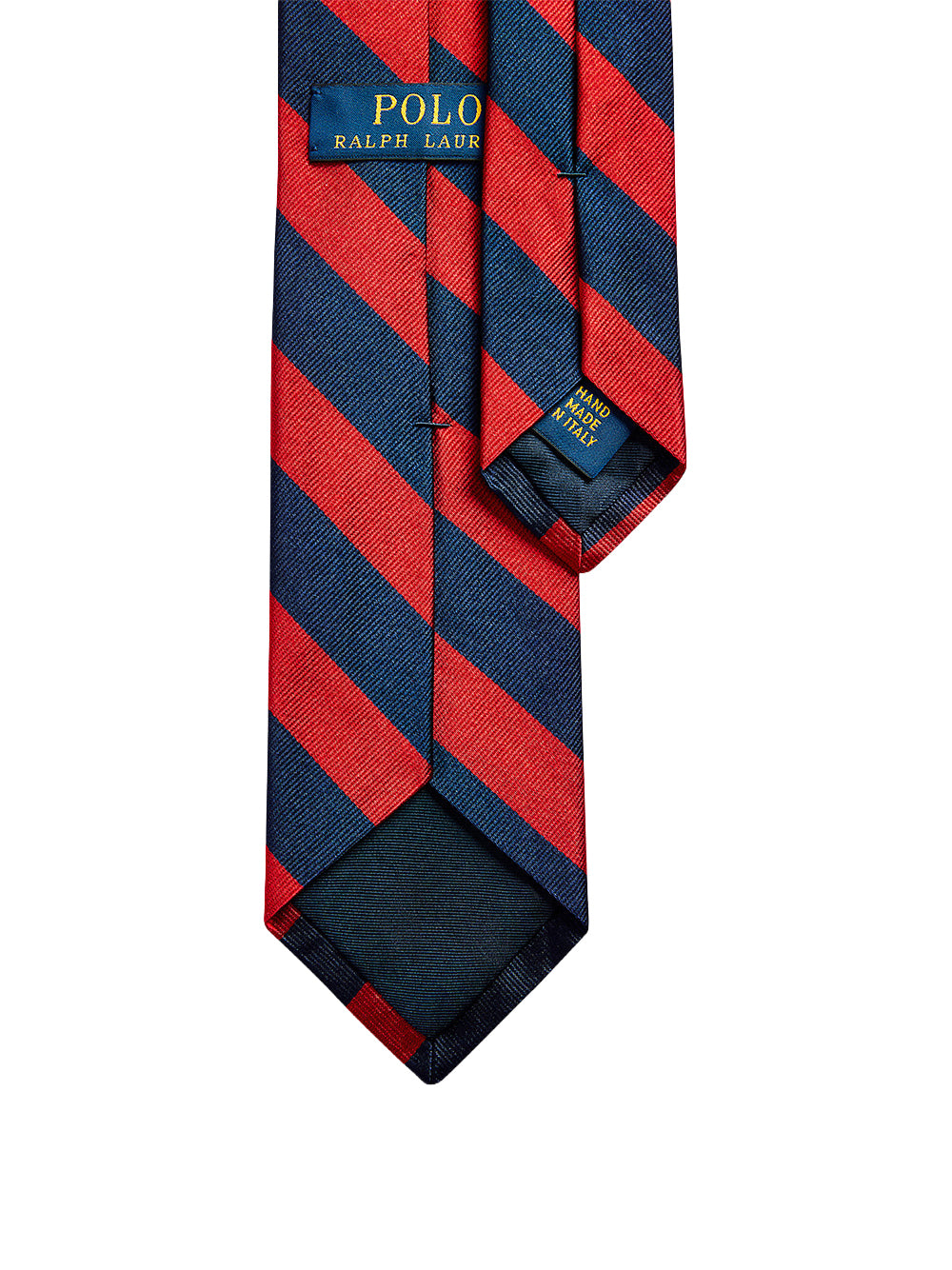 POLO RALPH LAUREN-STRIPED SILK REPP NARROW TIE-712792493002 NAVY/RED