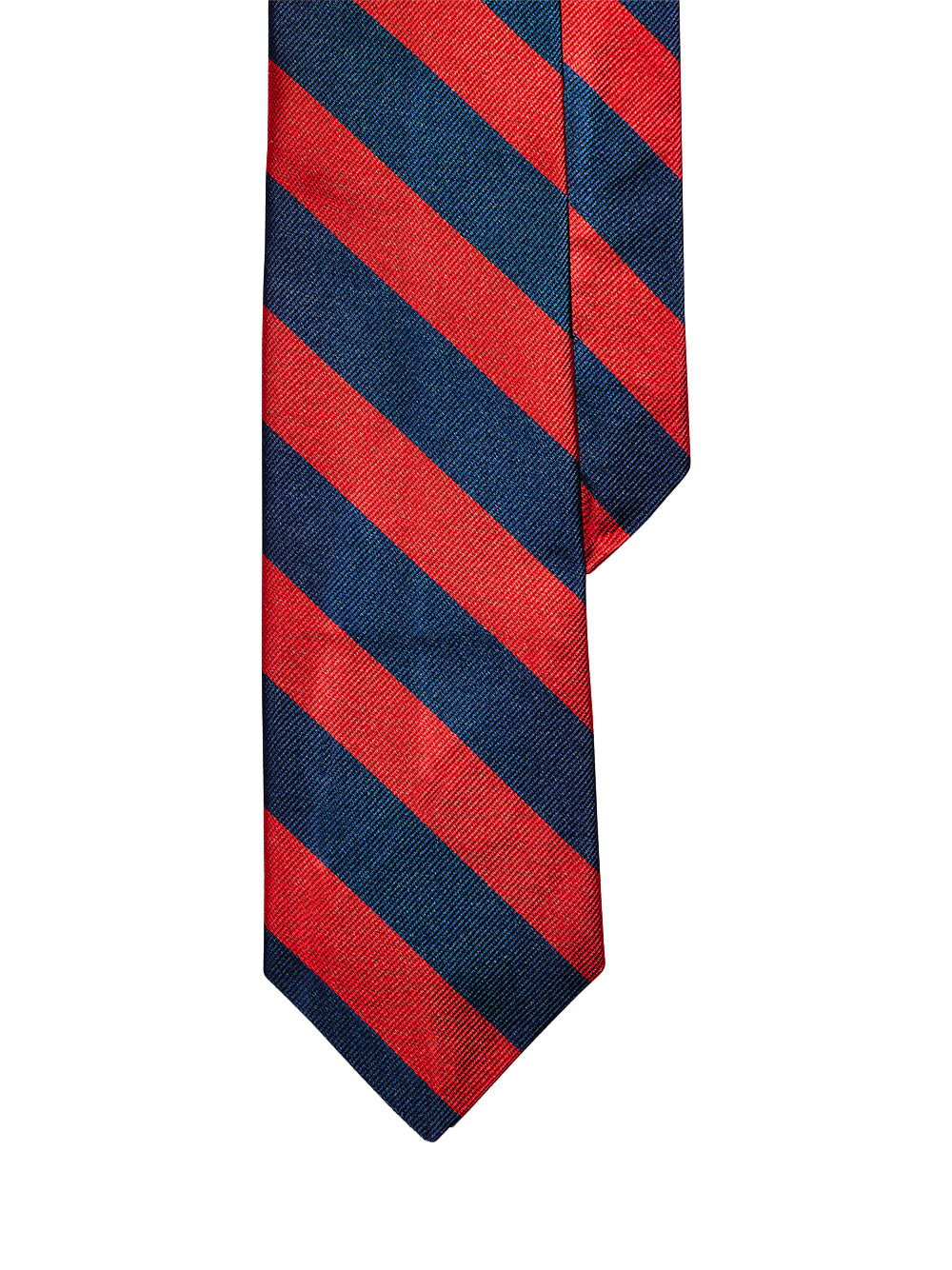 POLO RALPH LAUREN-STRIPED SILK REPP NARROW TIE-712792493002 NAVY/RED