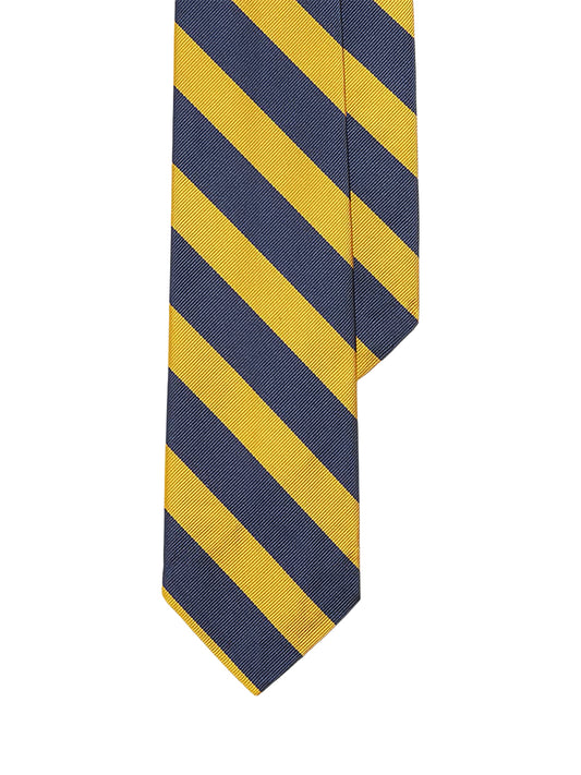 POLO RALPH LAUREN-STRIPED SILK REPP NARROW TIE-712883563001 NAVY/GOLD