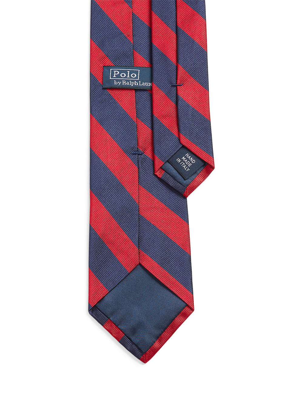 POLO RALPH LAUREN-STRIPED SILK REPP NARROW TIE-712883563003 NAVY/UNIVERSITY RED
