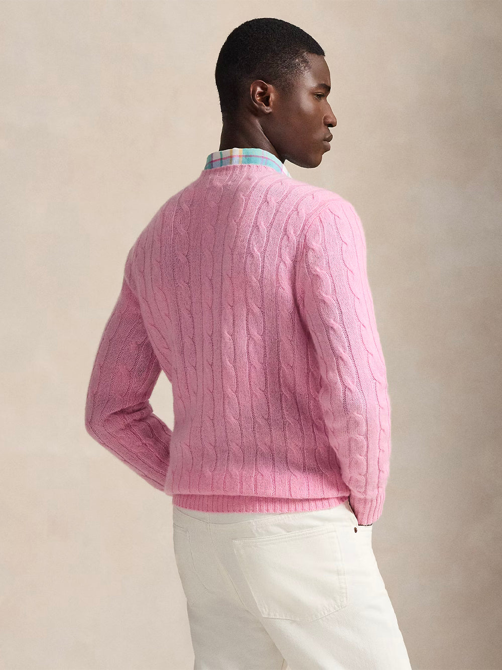 POLO RALPH LAUREN-THE ICONIC CABLE-KNIT CASHMERE SWEATER-710876728001 DUSTY CARMEL PINK