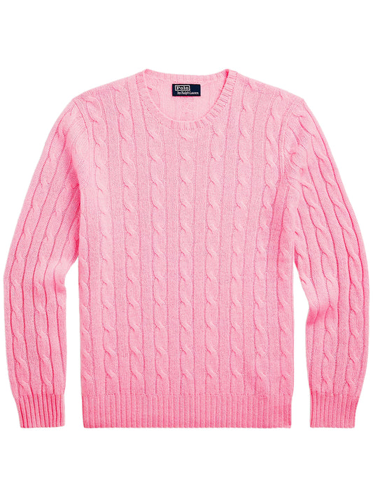 POLO RALPH LAUREN-THE ICONIC CABLE-KNIT CASHMERE SWEATER-710876728001 DUSTY CARMEL PINK