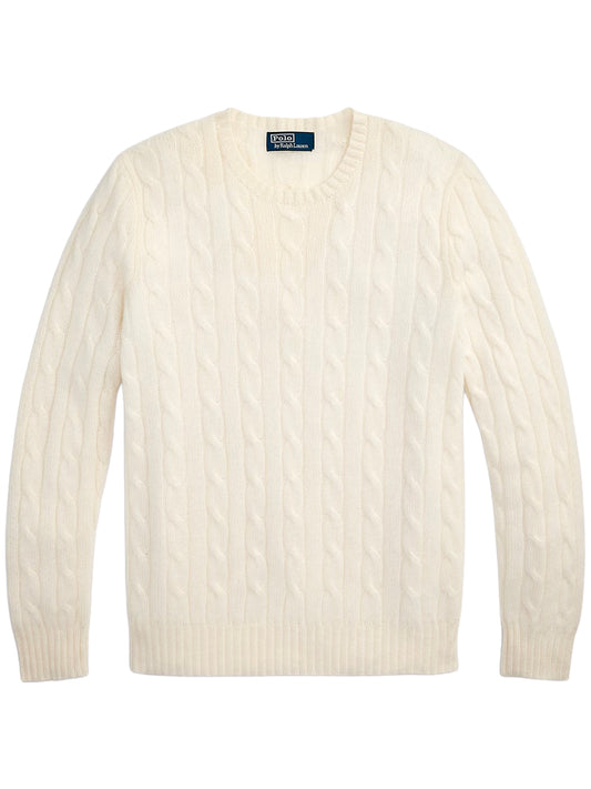 POLO RALPH LAUREN-THE ICONIC CABLE-KNIT CASHMERE SWEATER-710876728010 CREAM