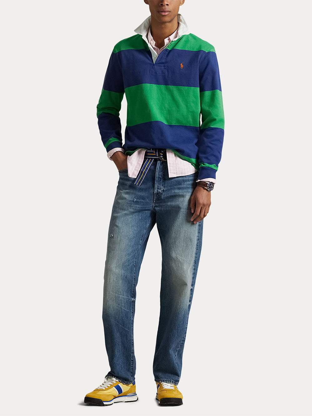 POLO RALPH LAUREN-THE ICONIC RUGBY SHIRT-710980299001 FRESHWATER/CRUISE GREEN