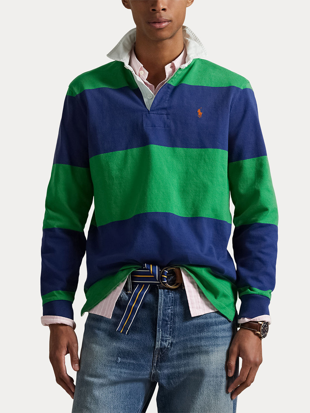 POLO RALPH LAUREN-THE ICONIC RUGBY SHIRT-710980299001 FRESHWATER/CRUISE GREEN