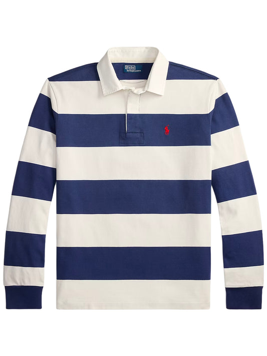 POLO RALPH LAUREN-THE ICONIC RUGBY SHIRT-710A13051001 DARK COBALT/DECKWASH WHITE