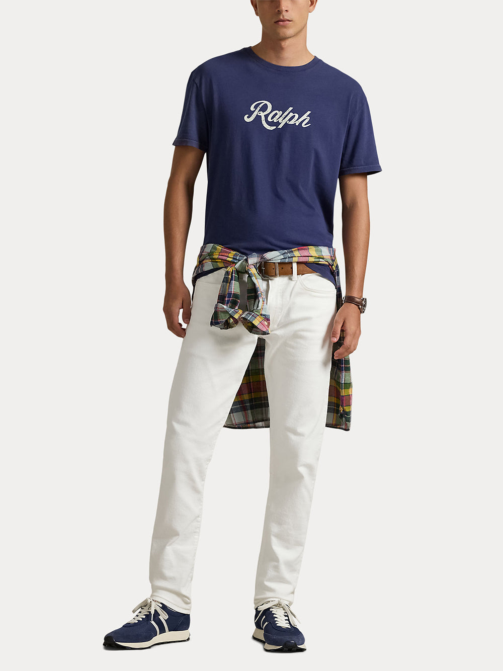 POLO RALPH LAUREN-THE RALPH LOGO T-SHIRT-710936401011 DARK COBALT/WHITE