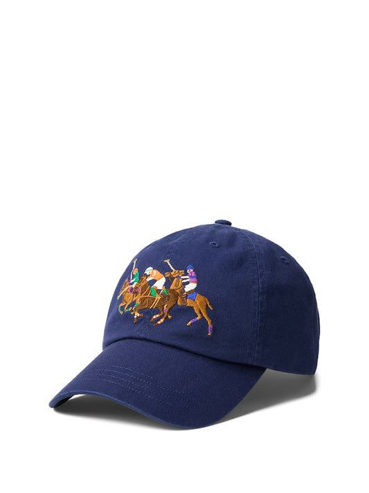 POLO RALPH LAUREN-TRIPLE-PONY TWILL BALL CAP-710A13272003 NEWPORT NAVY