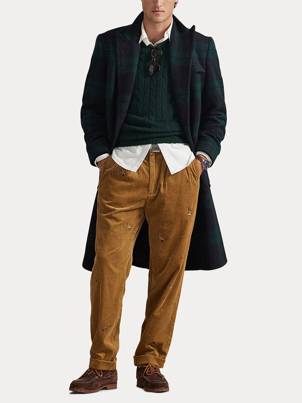 POLO RALPH LAUREN-WHITMAN RELAXED FIT EMBROIDERED PANT-710979447001 GOLDEN BROWN X W/ DUCK EMB