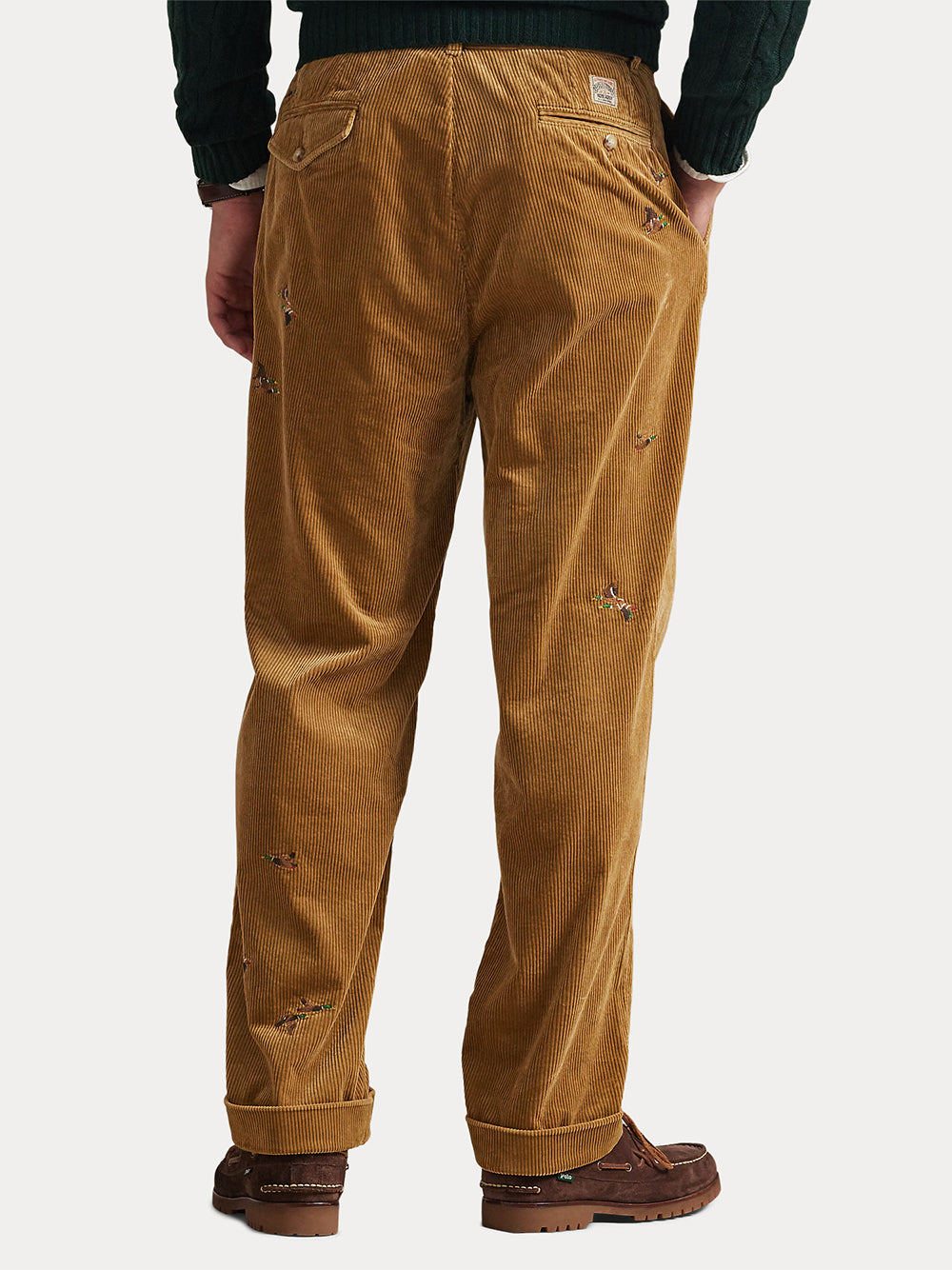 POLO RALPH LAUREN-WHITMAN RELAXED FIT EMBROIDERED PANT-710979447001 GOLDEN BROWN X W/ DUCK EMB