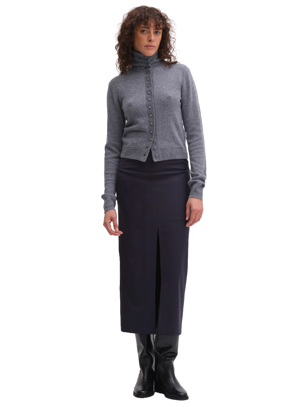 REMAIN-LIGHT KNIT CARDIGAN-5030681472 1472 LIGHT GREY MELANGE