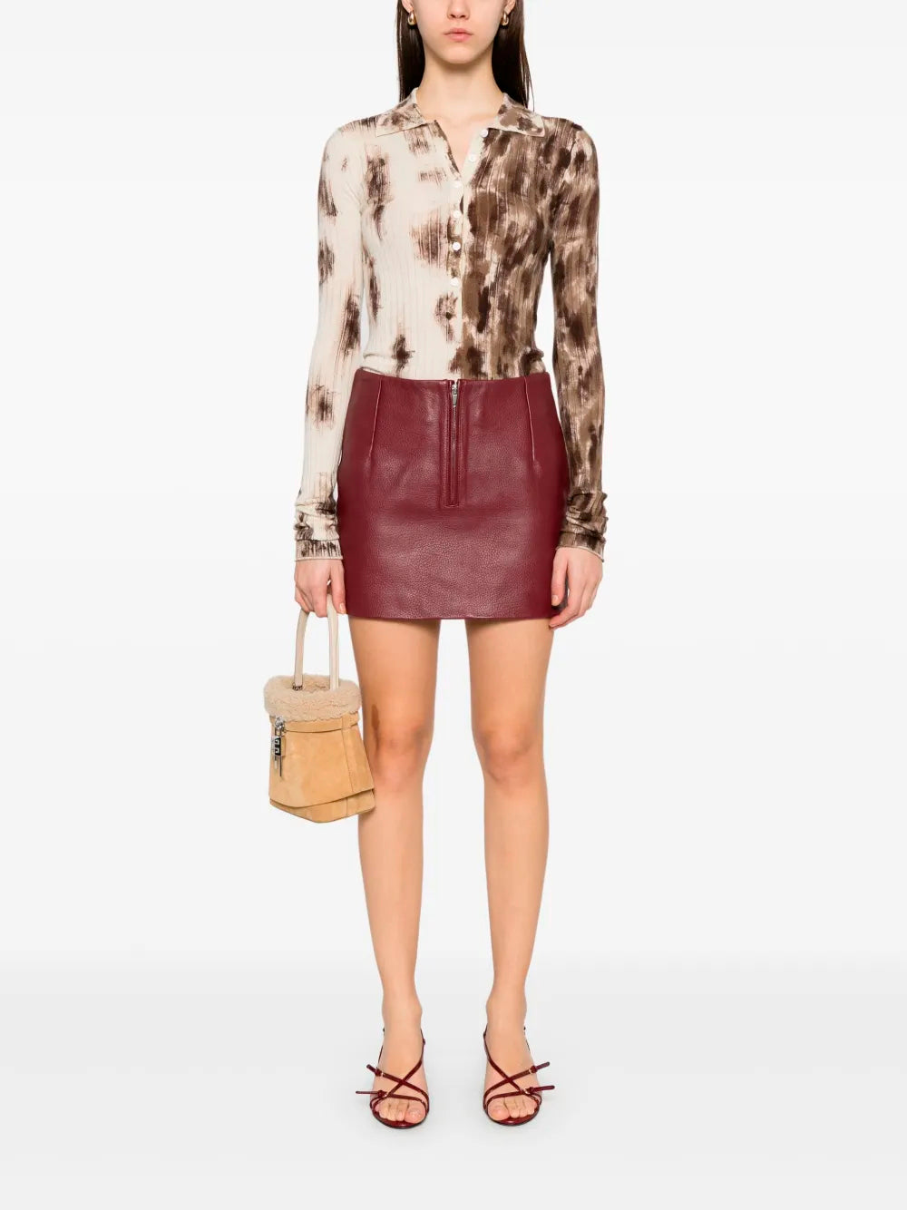 REMAIN-MINI LEATHER SKIRT-502844580 580 CHOCOLATE TRUFFLE