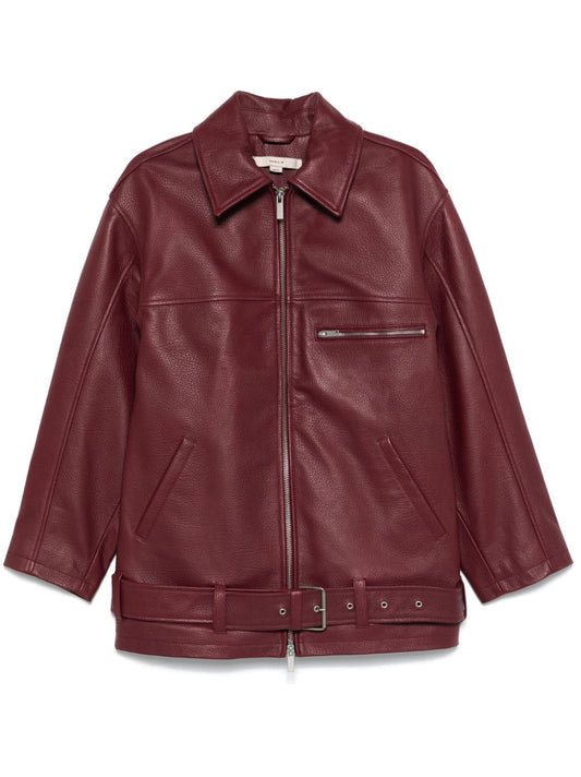 REMAIN-OVERSIZE LEATHER JACKET-502386580 580 CHOCOLATE TRUFFLE