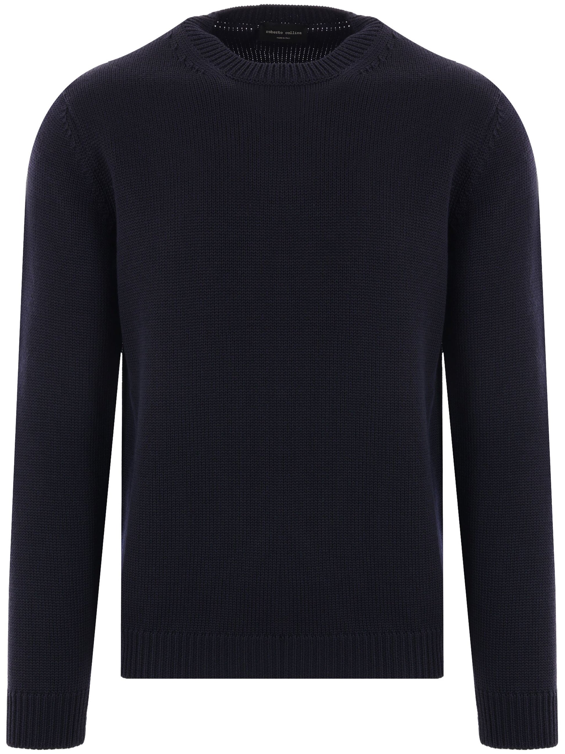 ROBERTO COLLINA-KNIT LS ROUNDNECK-RA02001 RA0210 NAVY