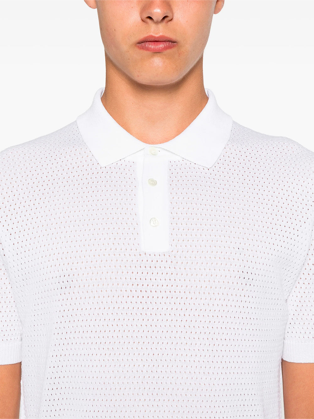 ROBERTO COLLINA-POLO MC PUNTO RETE-261MYA13224 01 BIANCO OTTICO