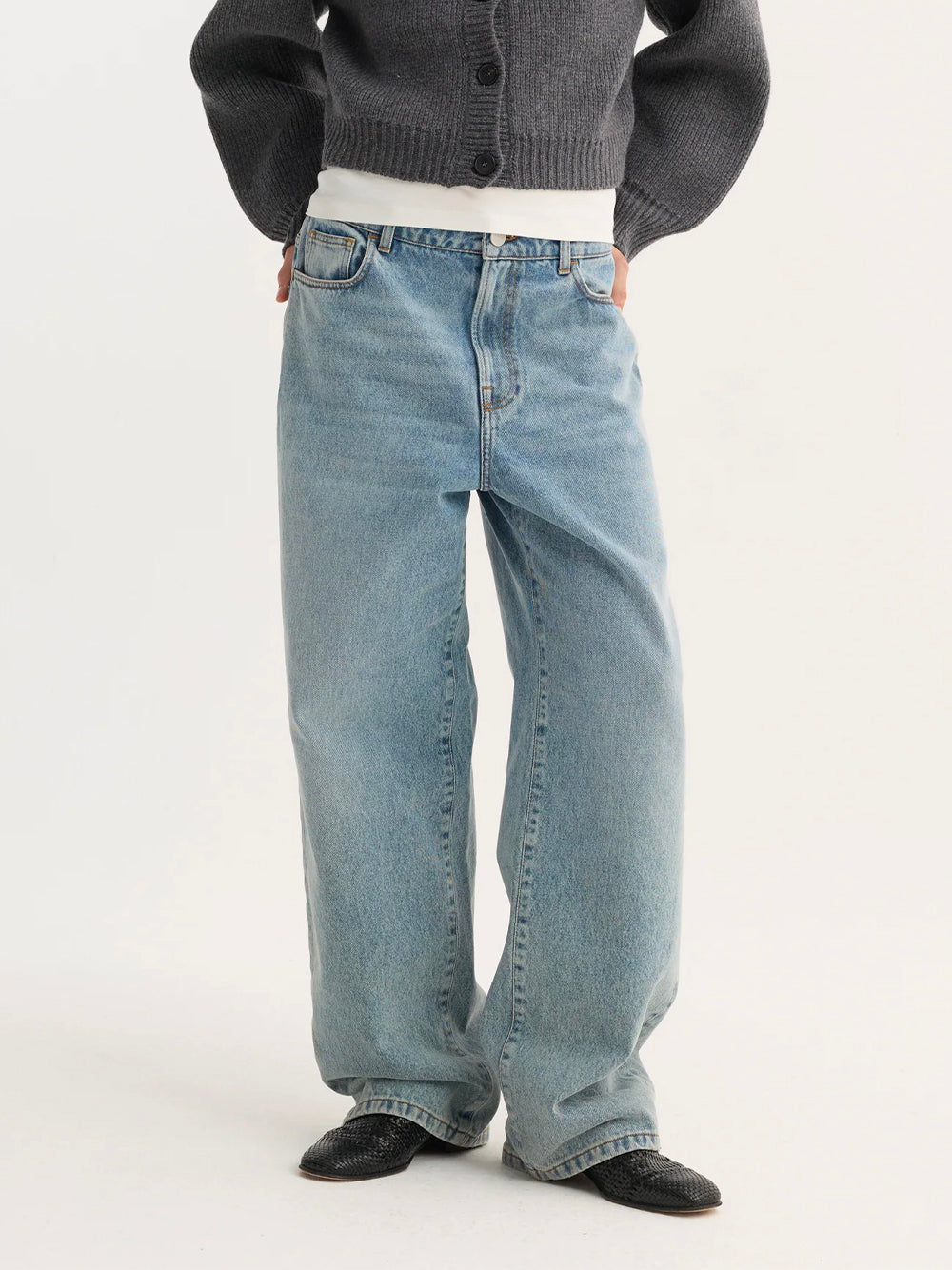 ROHE-BAGGY FIT DENIM-41831216 470 CLASSIC BLUE