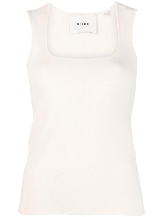 ROHE-BUSTIER SHAPED KNIT TANKTOP-40723023 112 OFF WHITE