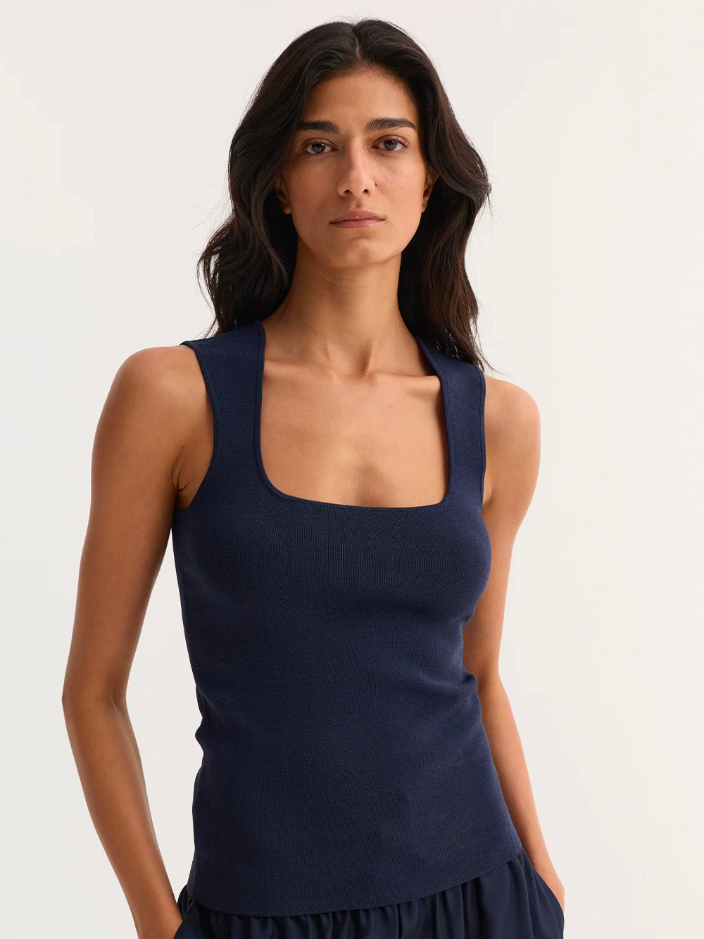 ROHE-BUSTIER SHAPED KNITTED TOP-41820210 410 NAVY