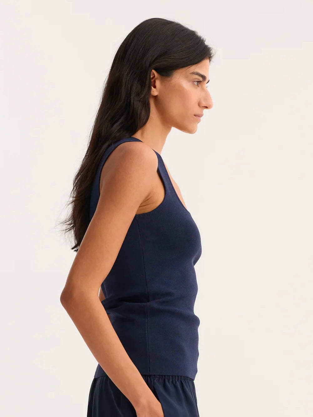 ROHE-BUSTIER SHAPED KNITTED TOP-41820210 410 NAVY