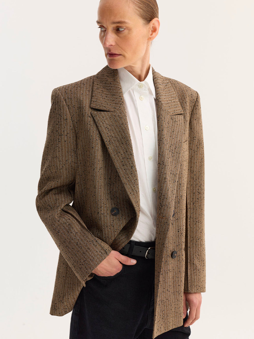 ROHE-DOUBLE BREASTED BLAZER-41811046 750 HERRINGBONE