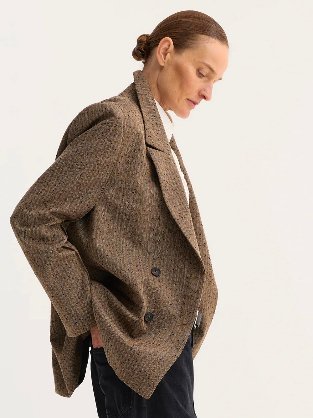 ROHE-DOUBLE BREASTED BLAZER-41811046 750 HERRINGBONE