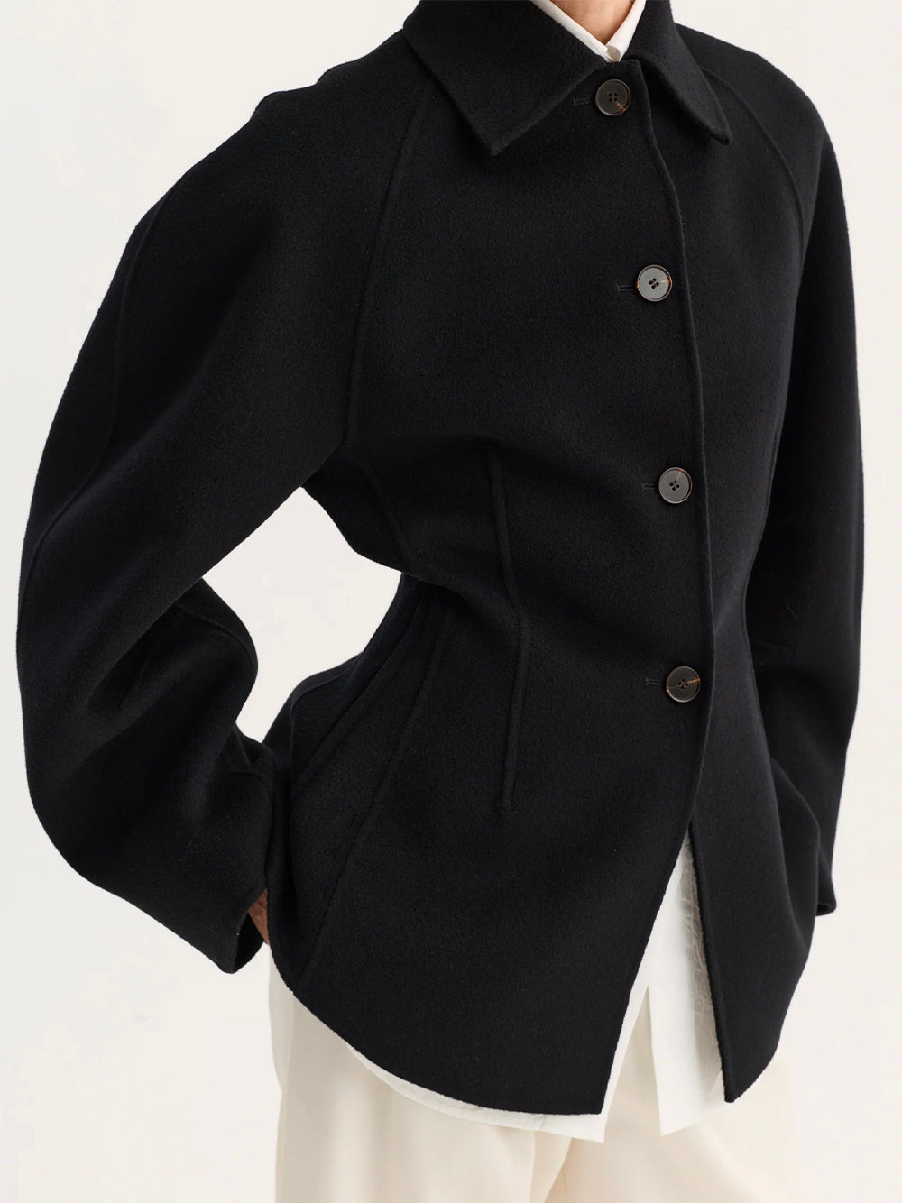 ROHE-DOUBLE FACED SCULPTURAL JACKET-41811024 001 BLACK