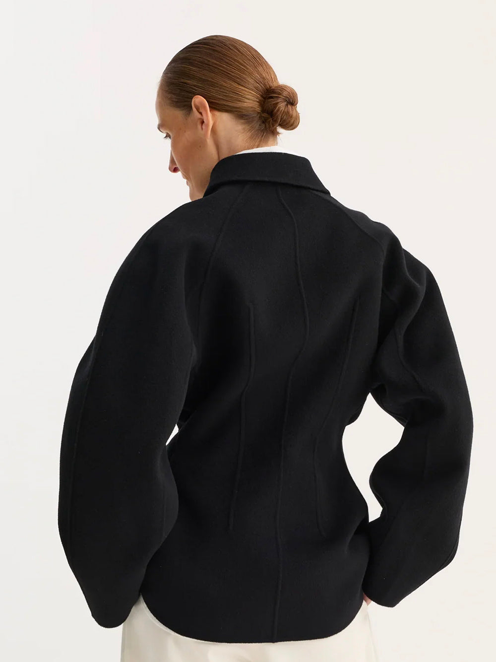 ROHE-DOUBLE FACED SCULPTURAL JACKET-41811024 001 BLACK