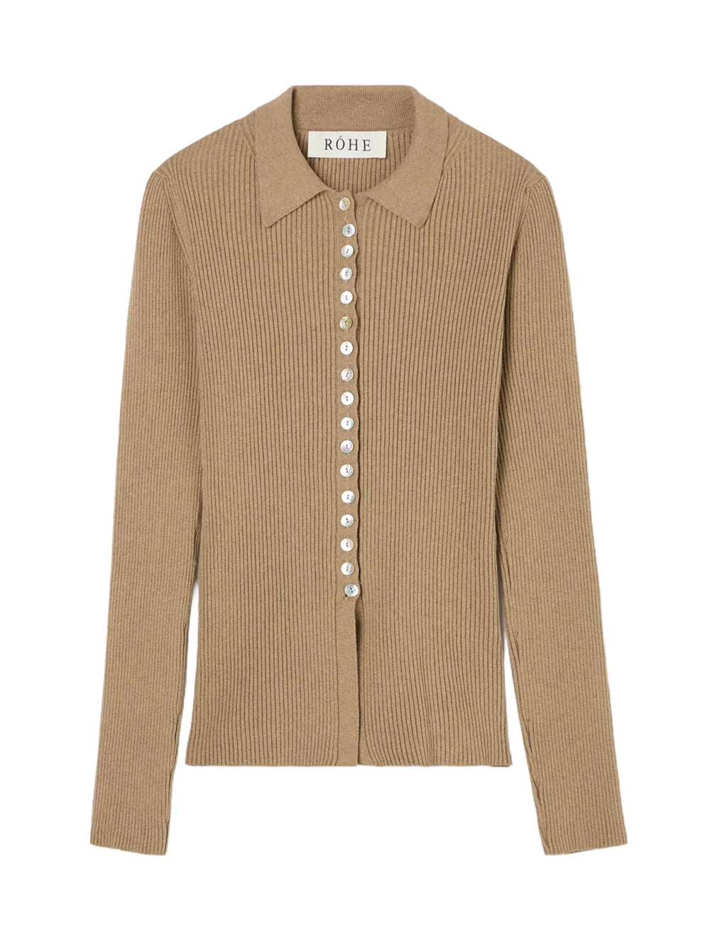 ROHE-ELONGATED RIB CARDIGAN-41823302 241 TAUPE MELANGE