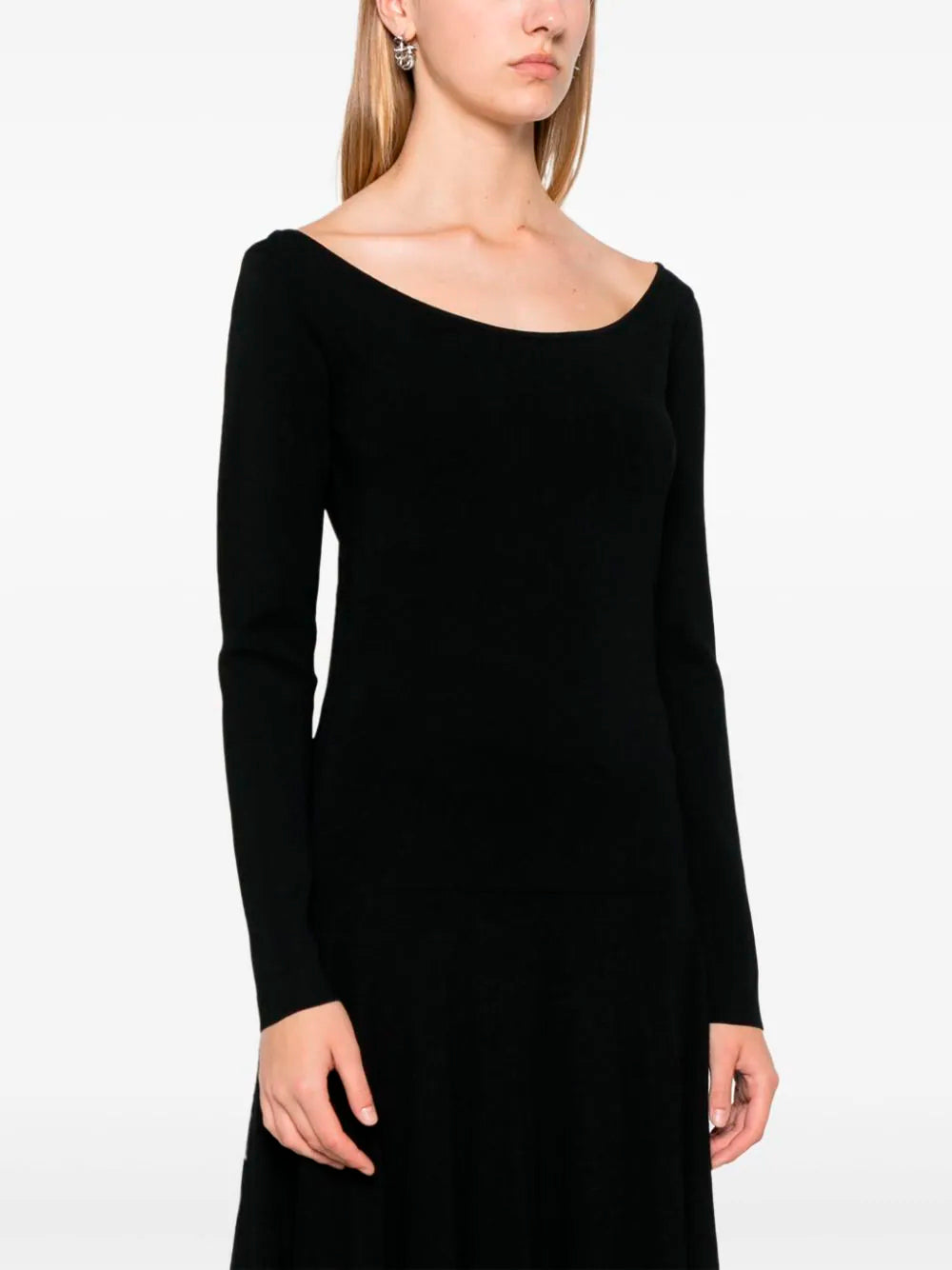 ROHE-OFF SHOULDER KNITTED LONG SLEEVE-41220334 001 BLACK