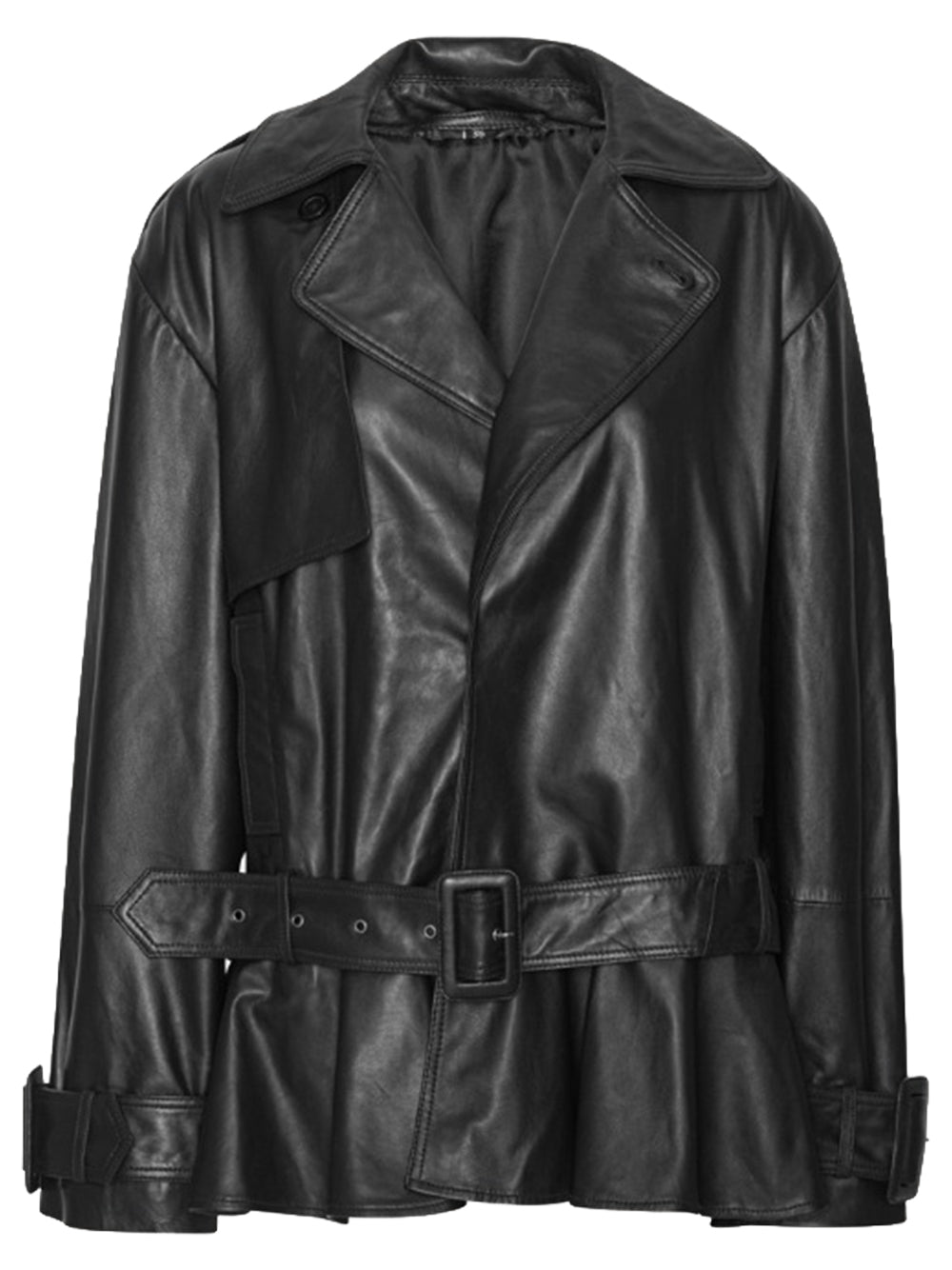 ROTATE-BIKER LEATHER JACKET-115134100 100 BLACK