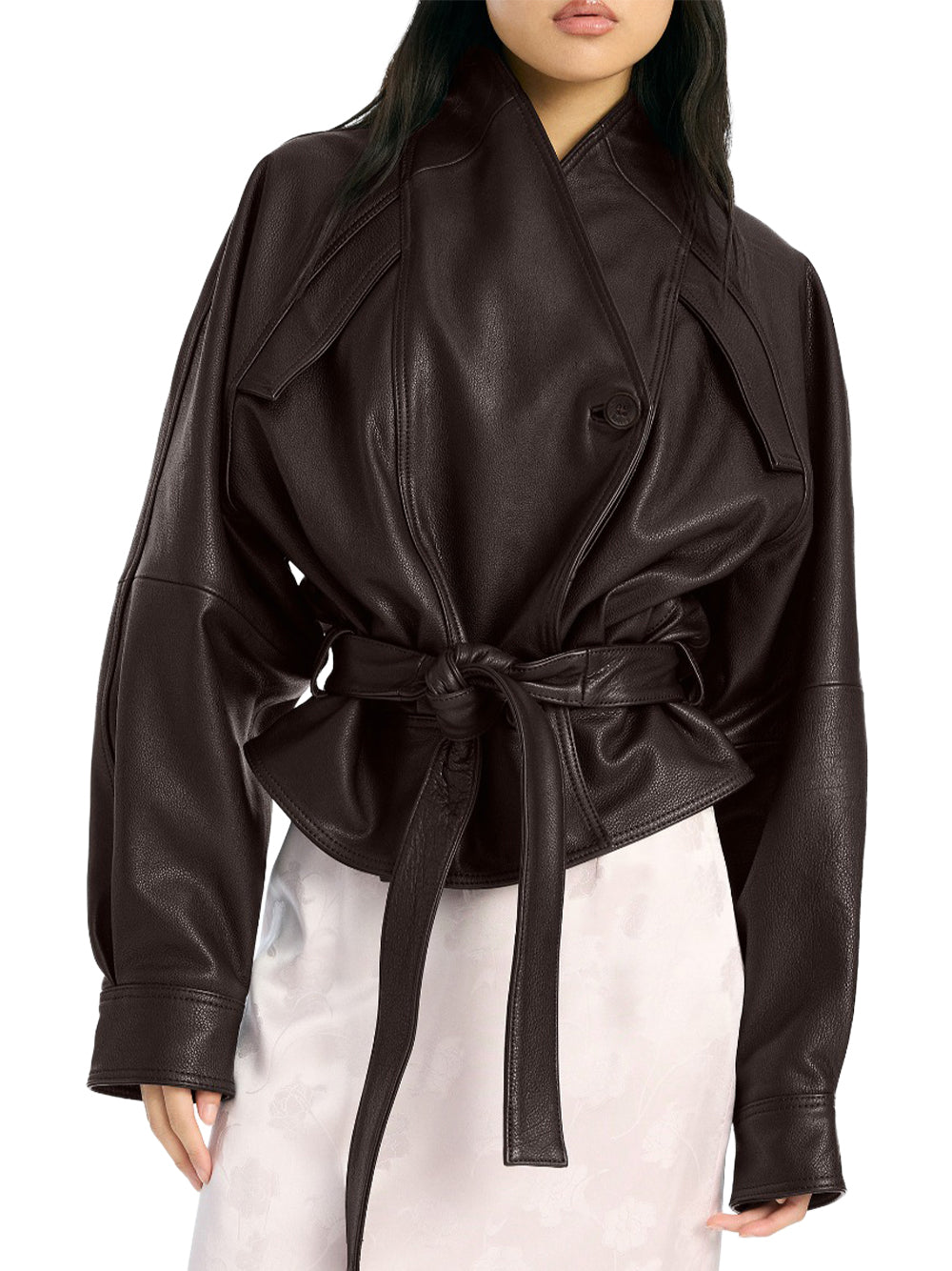 ROTATE-BOXY LEATHER BOMBER-1155781667 1667 MOLE`