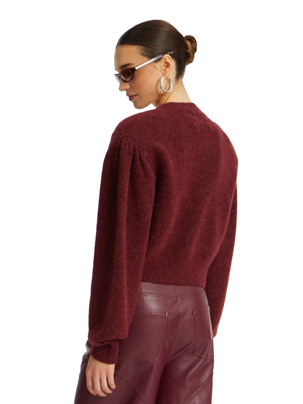 ROTATE-KNIT PUFFSLEEVE CARDIGAN-1142762734 2734 ZINFANDEL