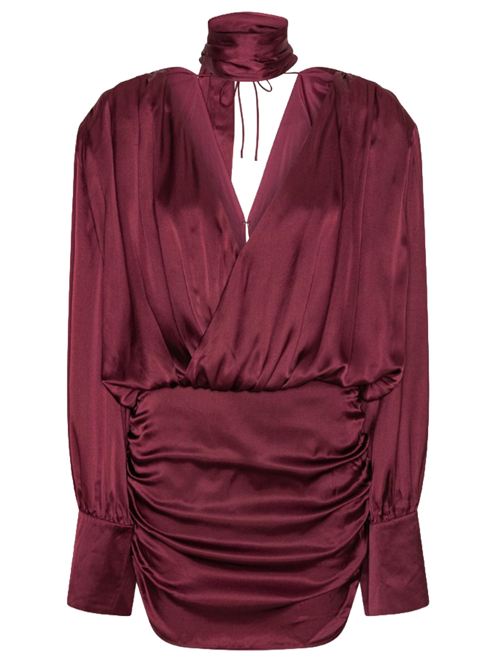 ROTATE-LS SILK V-NECK DRESS-1146532734 2734 ZINFANDEL