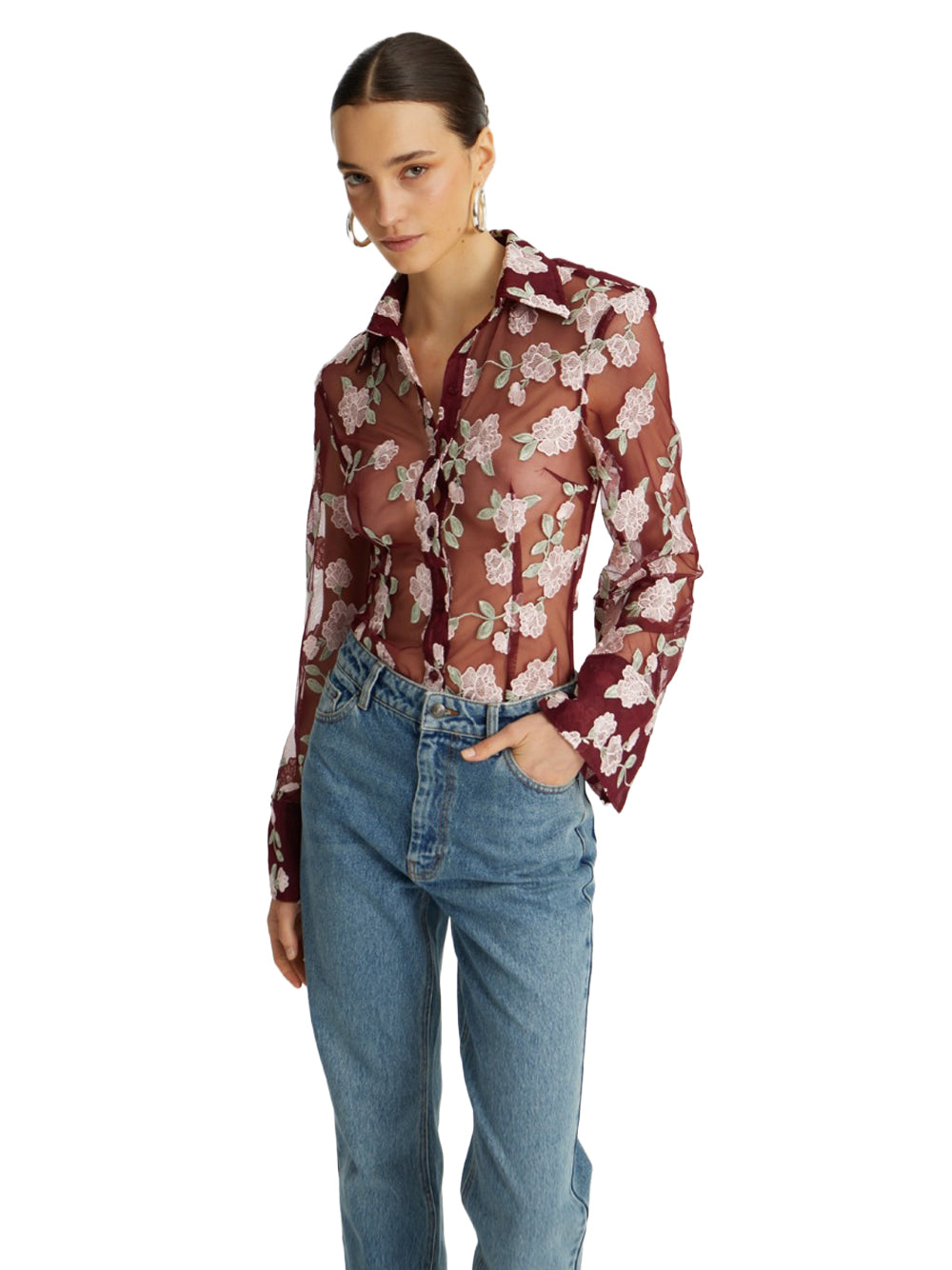 ROTATE-MESH FITTED SHIRT-1145092934 2934 ZINFANDEL COMBINATION