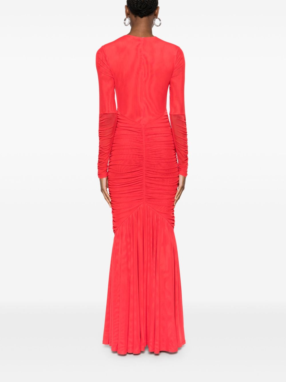 ROTATE-MESH LS MAXI DRESS-1144391292 1292 HIGH RISK RED