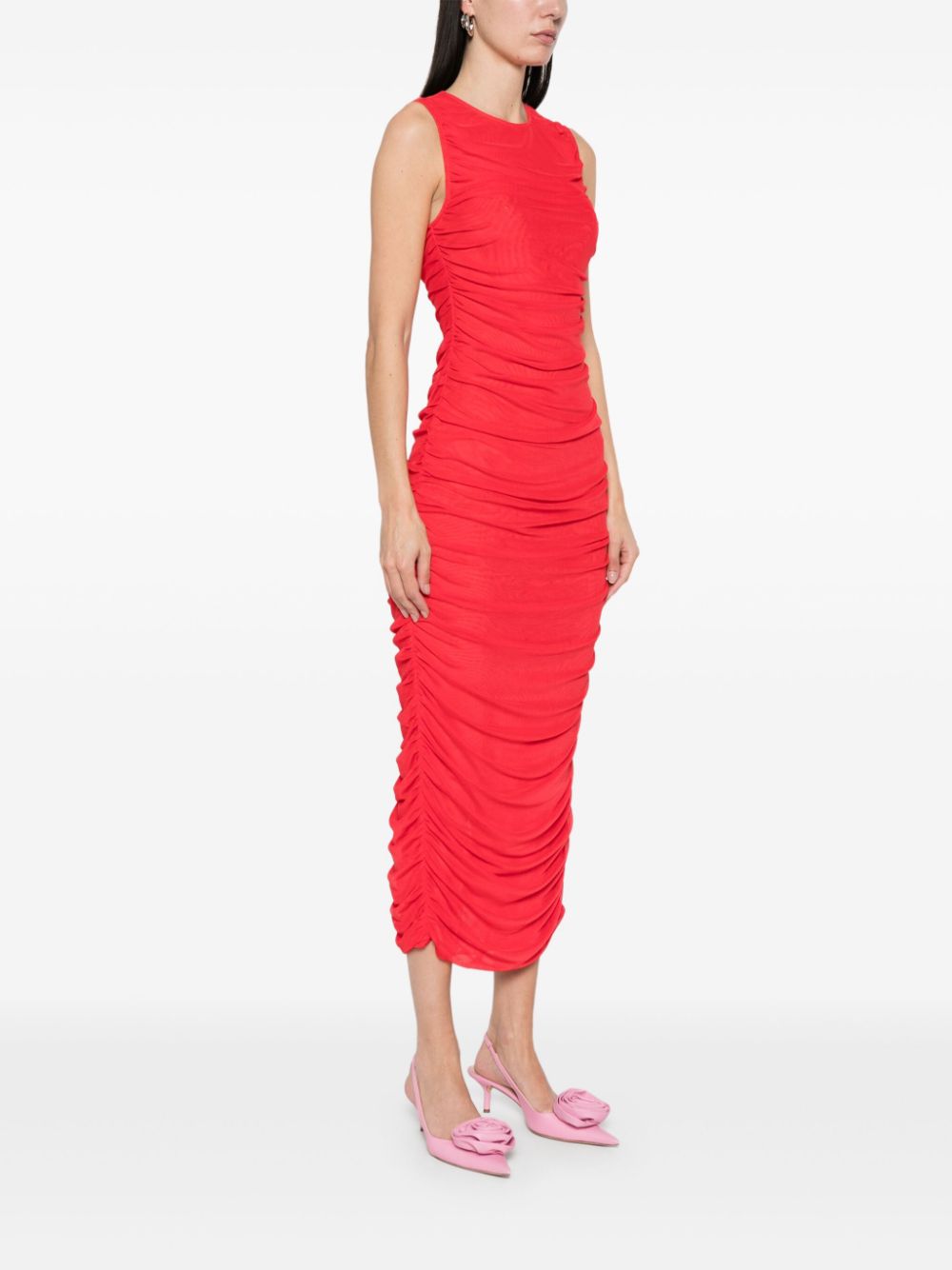 ROTATE-MESH MIDI DRESS-1144371292 1292 HIGH RISK RED