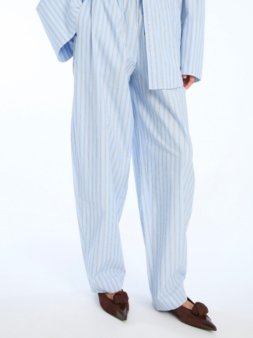 ROTATE-POPLIN TAPERED PANTS-1153643082 3082 HYDRANGEA BLUE COMB