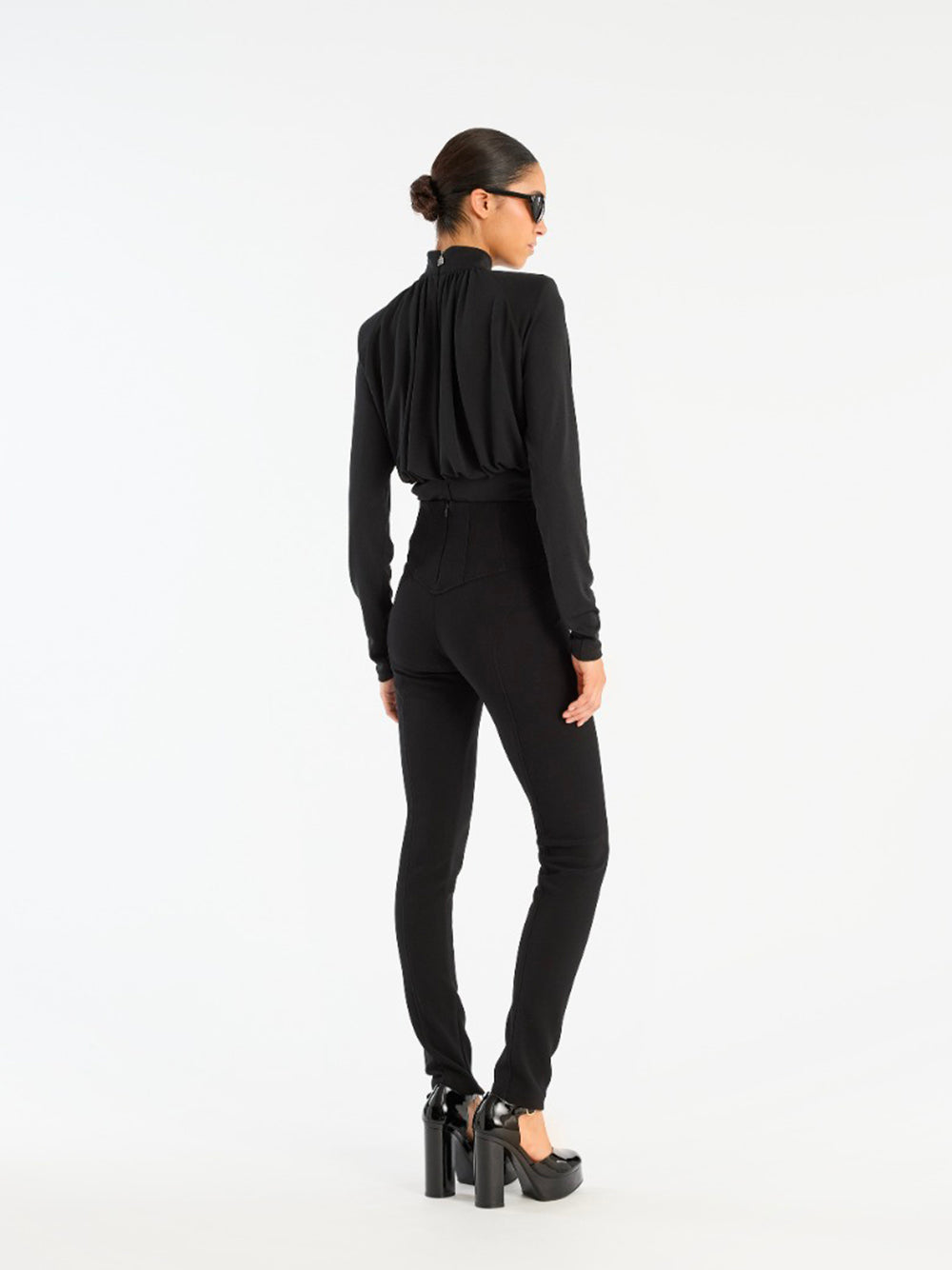 ROTATE-RUCHED LS TOP-114720100 100 BLACK