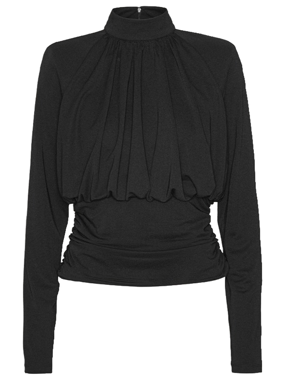 ROTATE-RUCHED LS TOP-114720100 100 BLACK