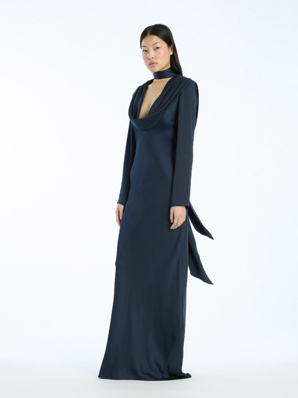 ROTATE-SATIN MAXI DRAPY DRESS-1154392318 2318 SKY CAPTAIN BLUE