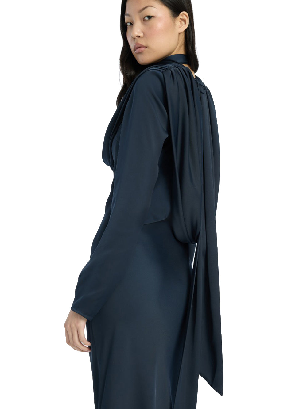 ROTATE-SATIN MAXI DRAPY DRESS-1154392318 2318 SKY CAPTAIN BLUE