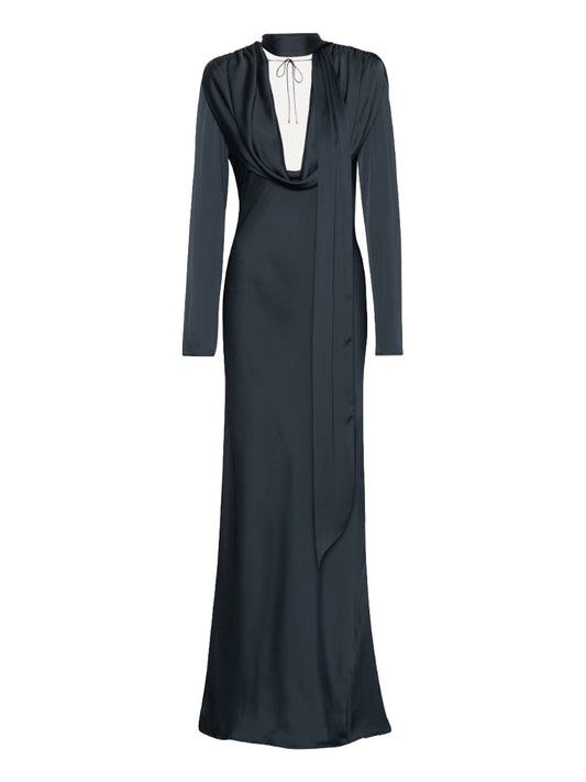 ROTATE-SATIN MAXI DRAPY DRESS-1154392318 2318 SKY CAPTAIN BLUE